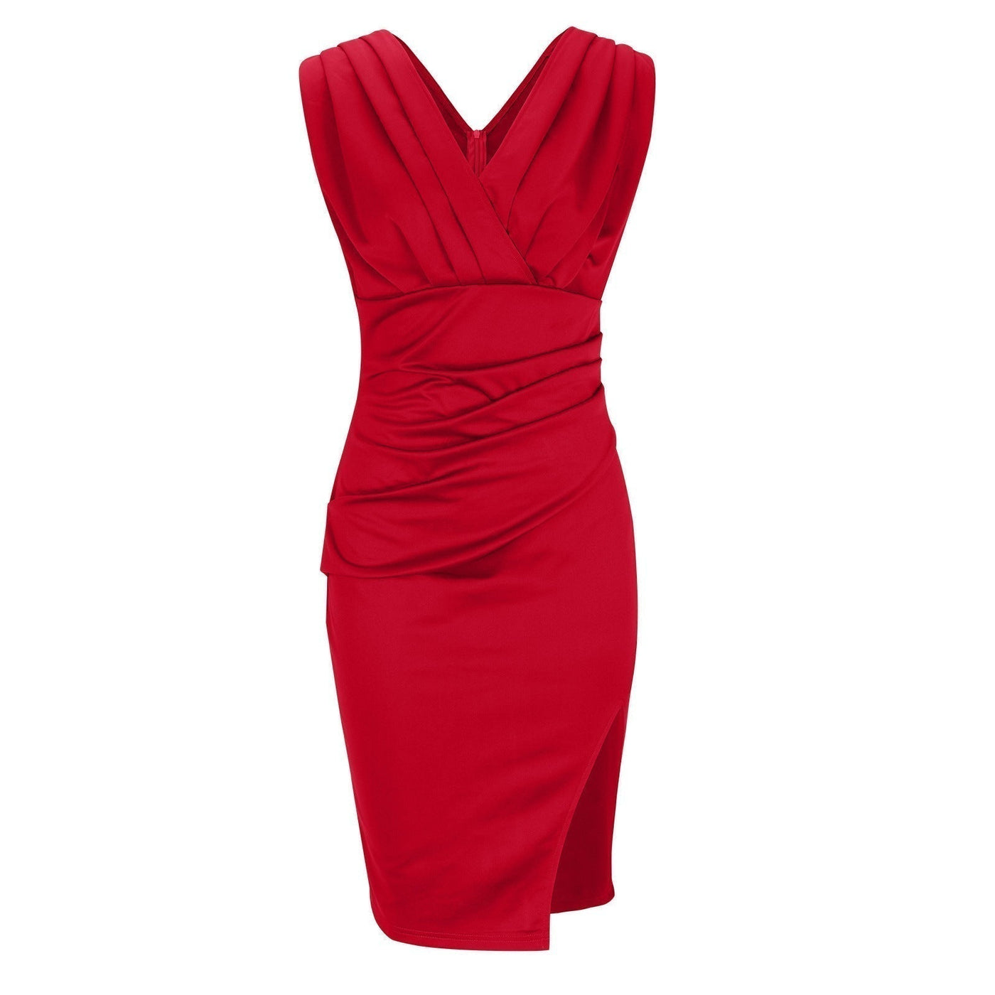 Brielle | Elegant Pleated V-Neck Slit Dress
