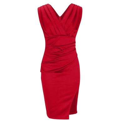 Brielle | Elegant Pleated V-Neck Slit Dress