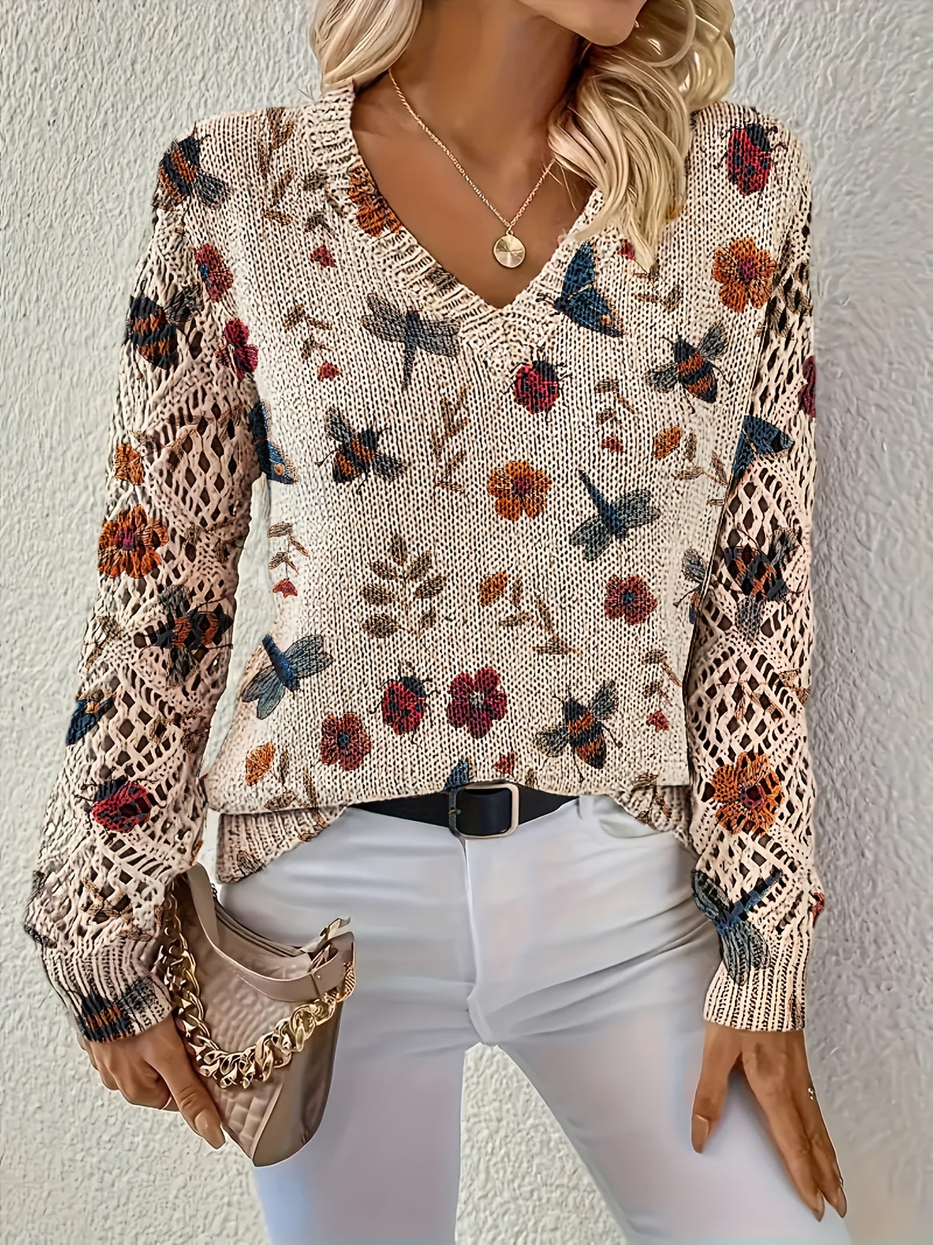 Evelyn | Gentle Garden-Path V-Neck Sweater