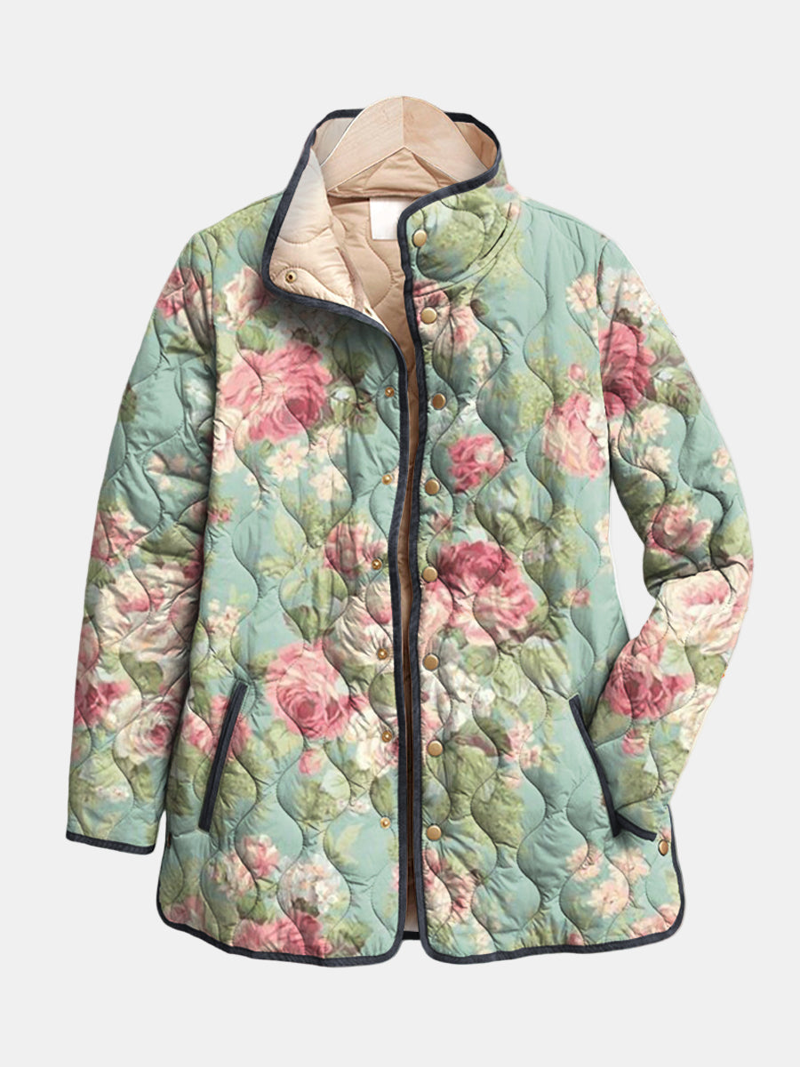 Rosalie | Soft Rose-Print Quilted Jacket