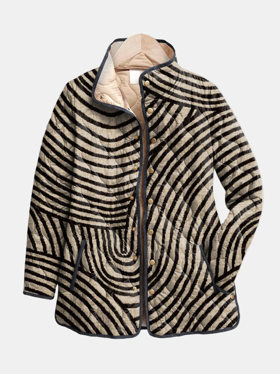 Valerie | Modern Zebra-Stripe Quilted Jacket