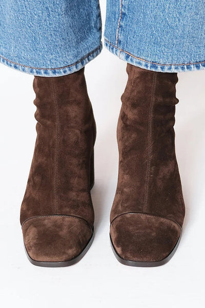 Vivian | Classic Square-Toe Suede Boots