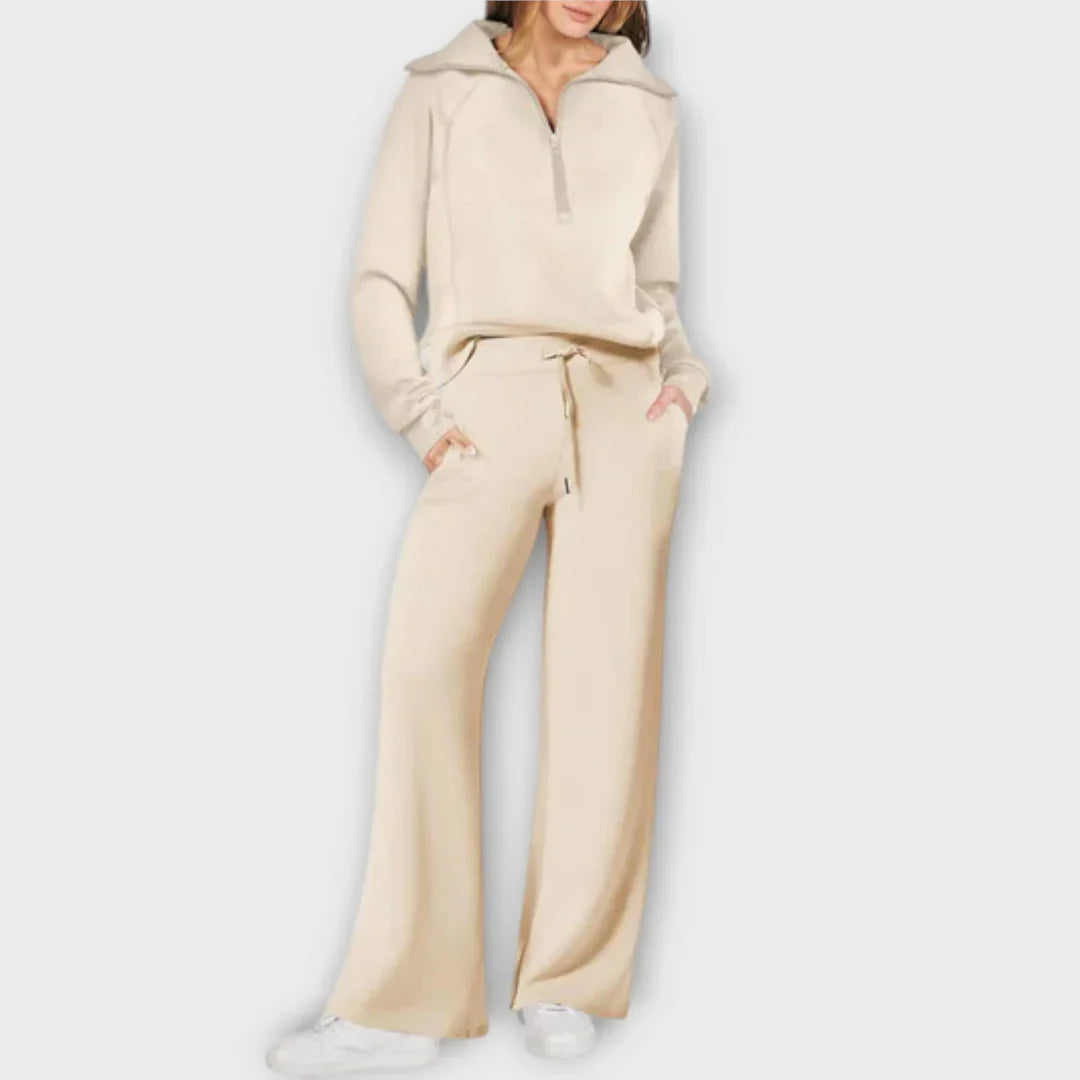 Leah | Zip-Up Wide Leg Lounge Set