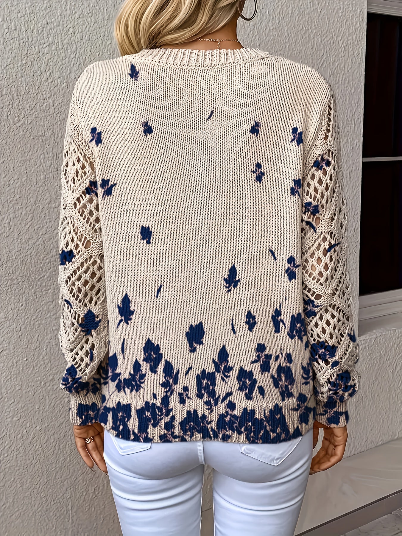 Marianne | Navy Blossom Knit Sweater