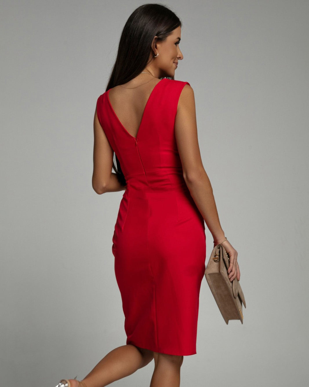 Brielle | Elegant Pleated V-Neck Slit Dress
