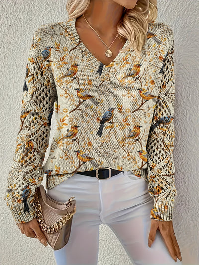 Birdie | Autumn Songbird V-neck Sweater