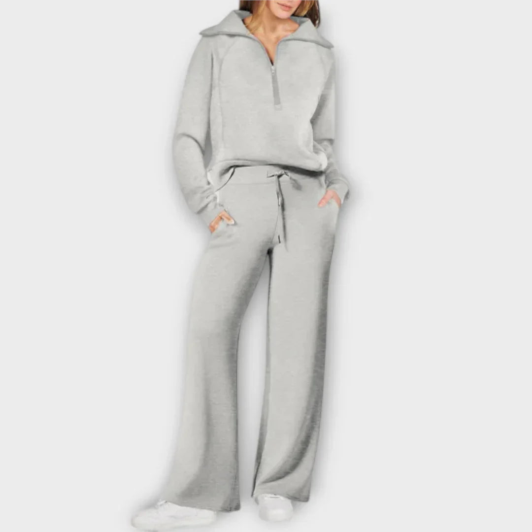 Leah | Zip-Up Wide Leg Lounge Set