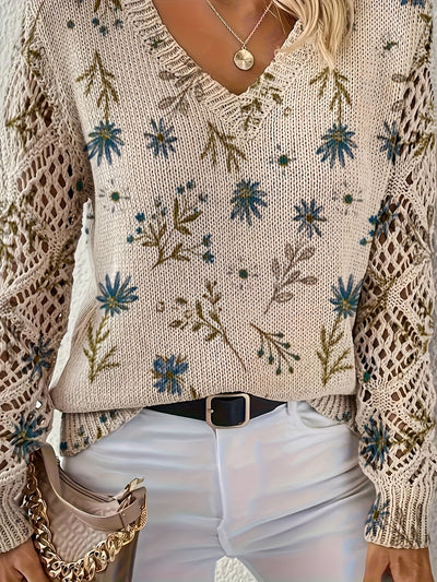 Janet | Gentle Crochet-Sleeve Sweater