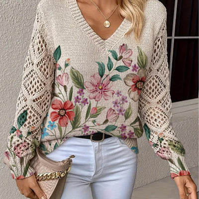Clara | Soft Garden-Blend Crochet Sleeve Sweater