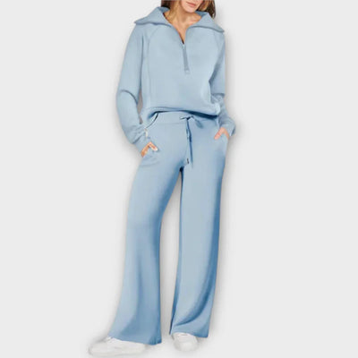 Leah | Zip-Up Wide Leg Lounge Set