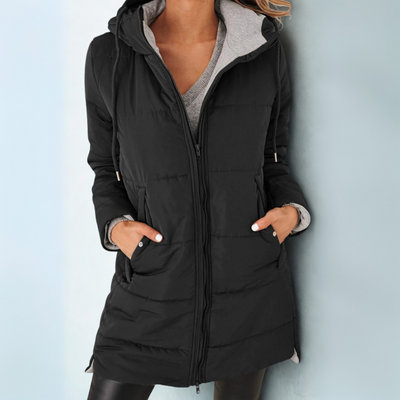 Sophia | Warm Quilted Mid-Length Hooded Coat