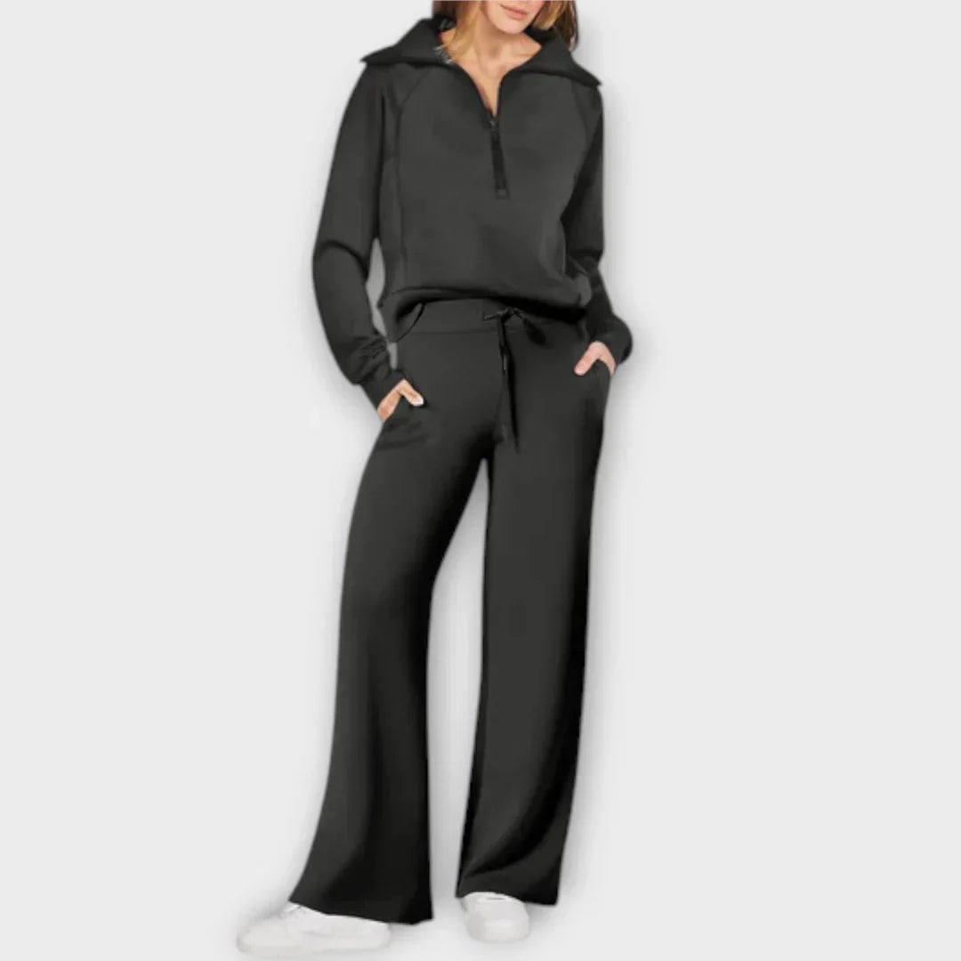 Leah | Zip-Up Wide Leg Lounge Set