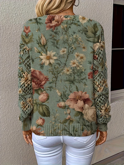 Clara | Soft Woodland Bloom V-Neck Sweater