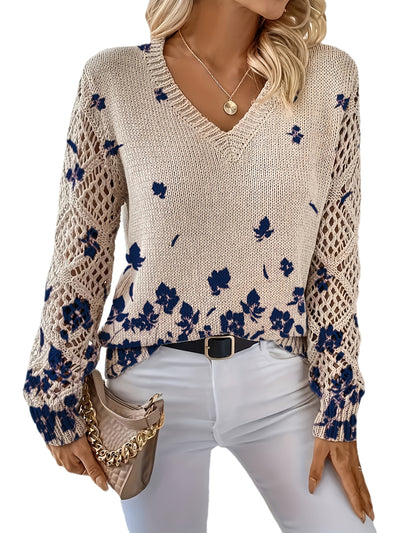 Marianne | Navy Blossom Knit Sweater
