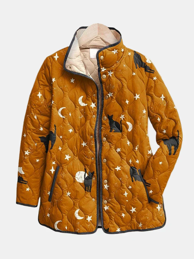 Celeste | Nightfall Cat-Print Quilted Jacket