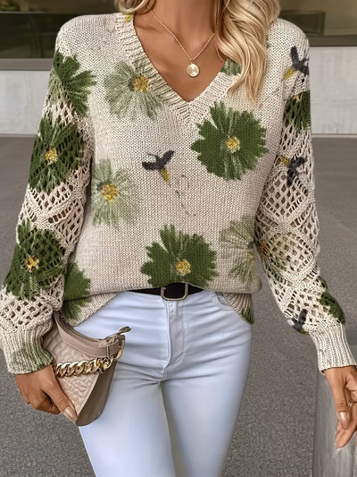Harper | Soft Bloom Crochet-Sleeve Sweater