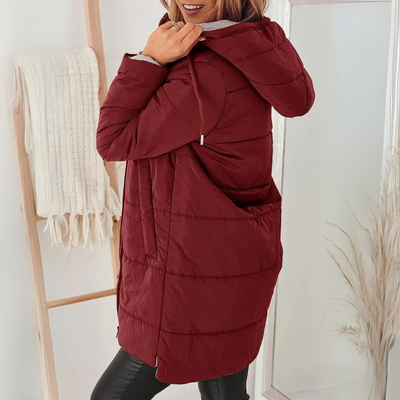 Sophia | Warm Quilted Mid-Length Hooded Coat