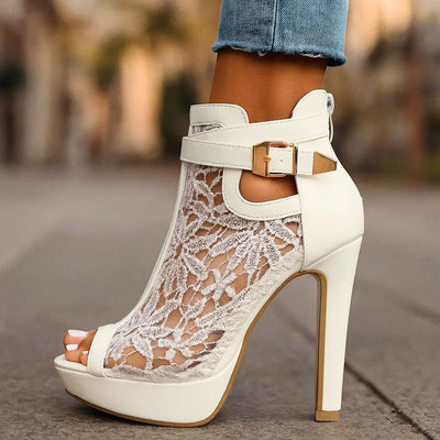 Veronica | Luxe Lace-Panel Heels