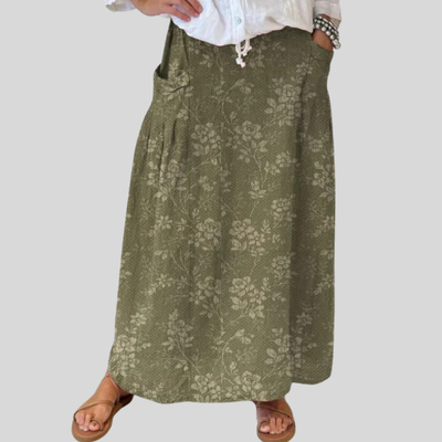 Ruth | Olive Rosegarden Maxi Skirt