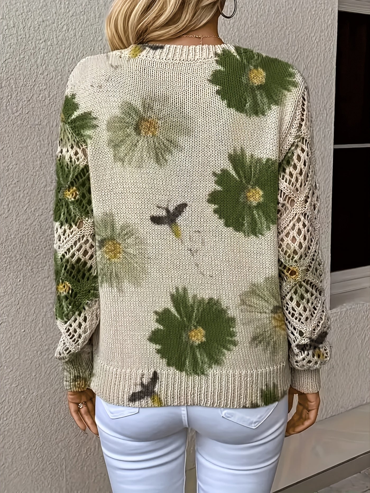 Harper | Soft Bloom Crochet-Sleeve Sweater