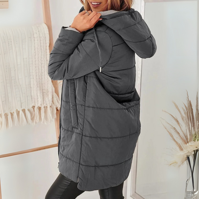 Sophia | Warm Quilted Mid-Length Hooded Coat