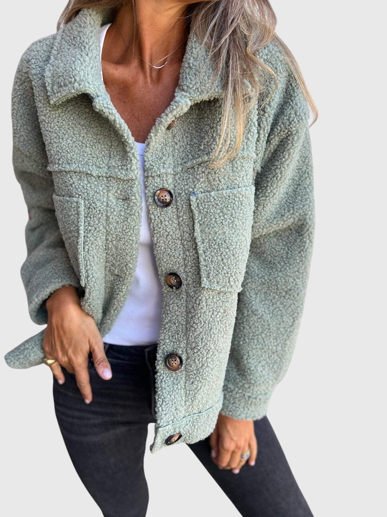 Maya | Button-Up Cozy Teddy Jacket