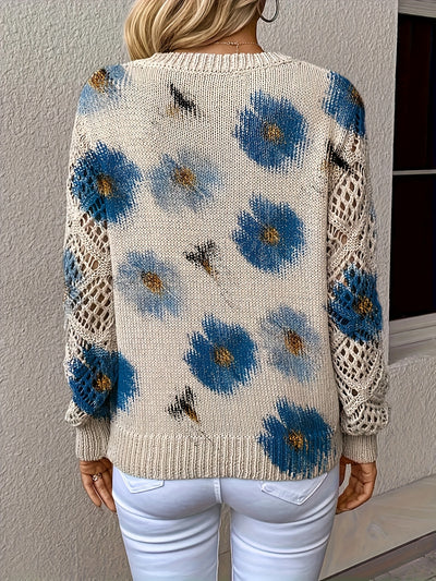 Aubrey | Cozy Bloom Crochet-Sleeve Sweater