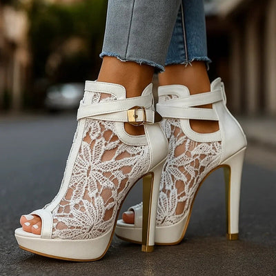 Veronica | Luxe Lace-Panel Heels