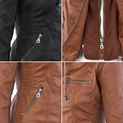 Reagan | Fitted Leather Moto Jacket with Hood