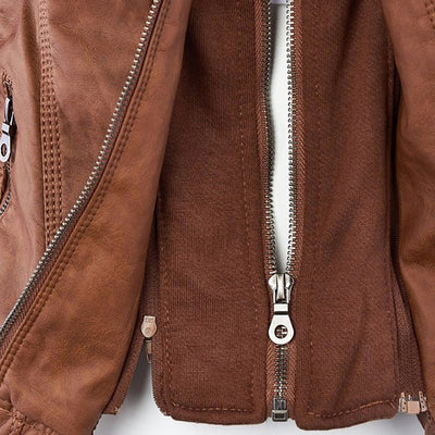 Reagan | Fitted Leather Moto Jacket with Hood