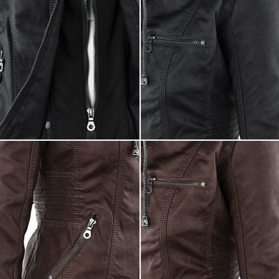 Reagan | Fitted Leather Moto Jacket with Hood