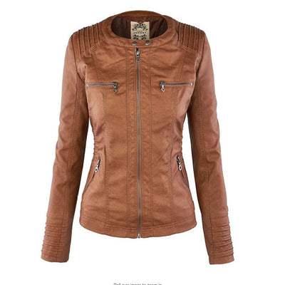 Reagan | Fitted Leather Moto Jacket with Hood