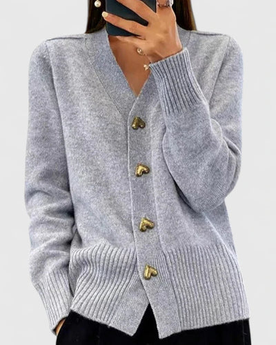 Liliana | Soft Knit Pink Cardigan with Heart Buttons