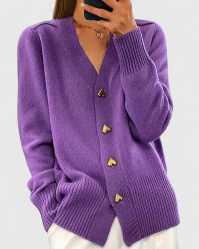 Liliana | Soft Knit Pink Cardigan with Heart Buttons