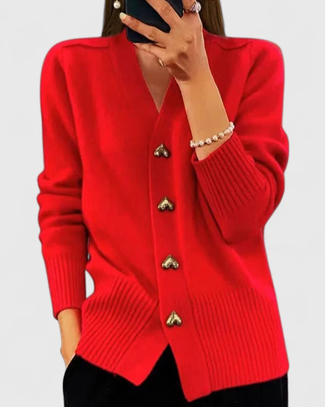 Liliana | Soft Knit Pink Cardigan with Heart Buttons