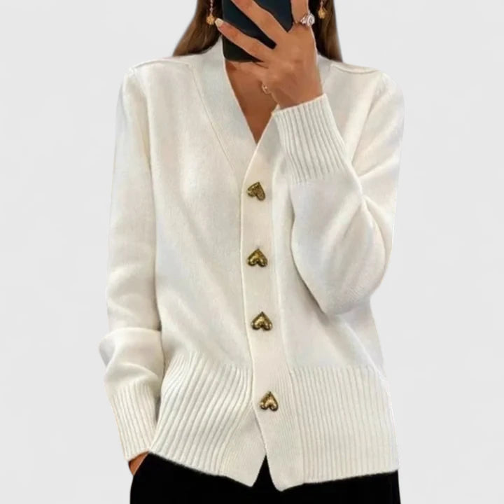 Liliana | Soft Knit Pink Cardigan with Heart Buttons