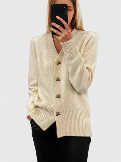 Liliana | Soft Knit Pink Cardigan with Heart Buttons