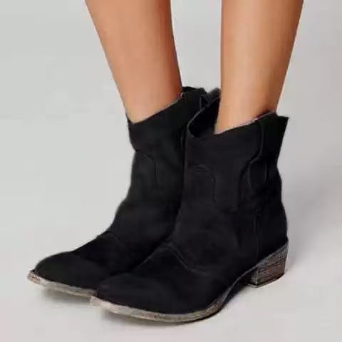 Harper | Suede Western Ankle Boots