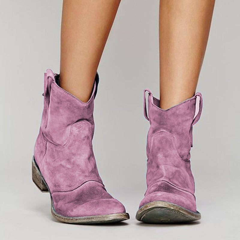 Harper | Suede Western Ankle Boots