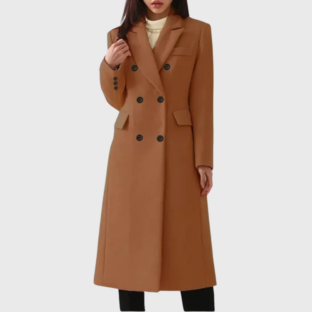 Vivian | Elegant Double-Breasted Longline Coat