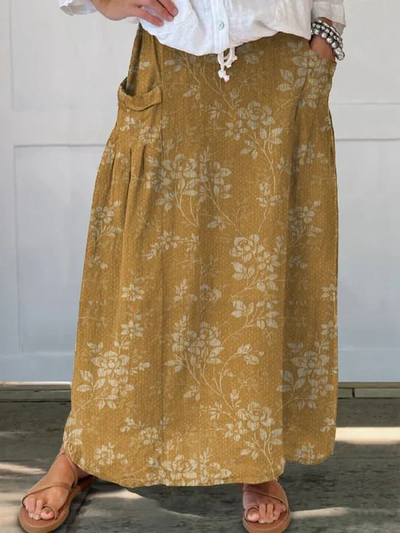 Ruth | Olive Rosegarden Maxi Skirt