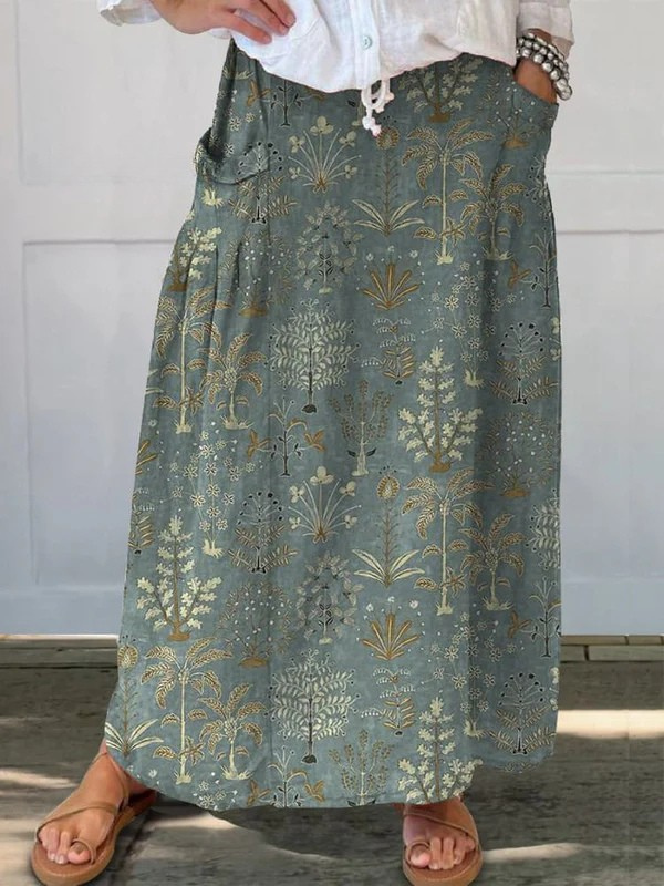 Marilyn | Sage Woodland Printed Maxi Skirt