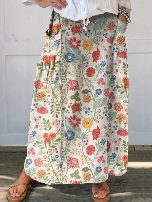 Hannah | Soft-Floral Relaxed Maxi Skirt