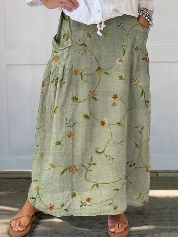 Helen | Sage Garden Vine Maxi Skirt