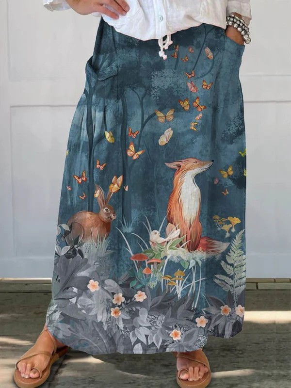 Grace | Enchanted Woodland Fox Maxi Skirt