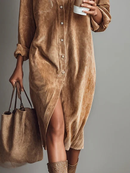 Jasmine | Corduroy Midi Shirt Dress