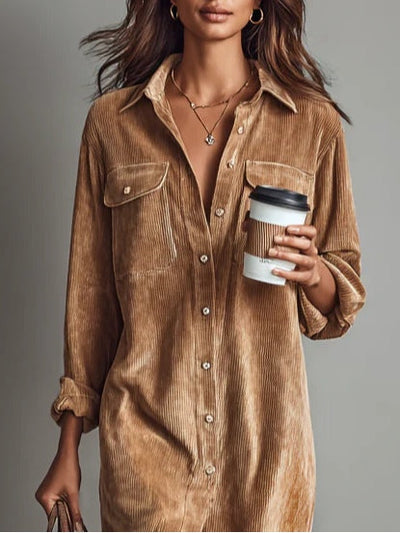 Jasmine | Corduroy Midi Shirt Dress