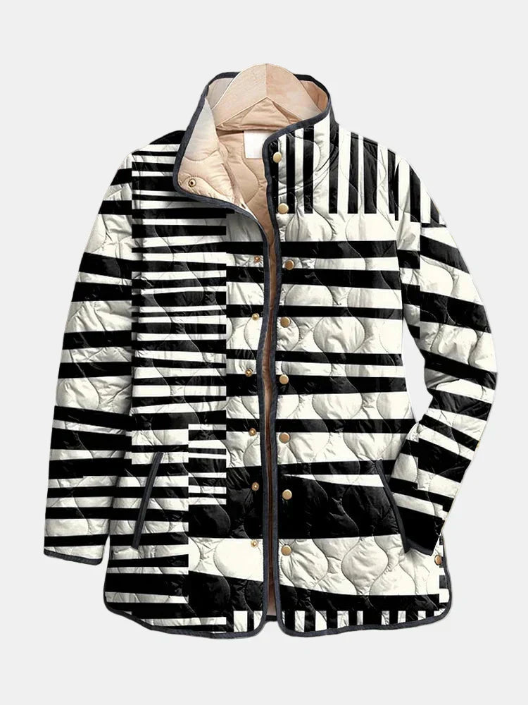 Marjorie | Black-and-Ivory Quilted Art Jacket