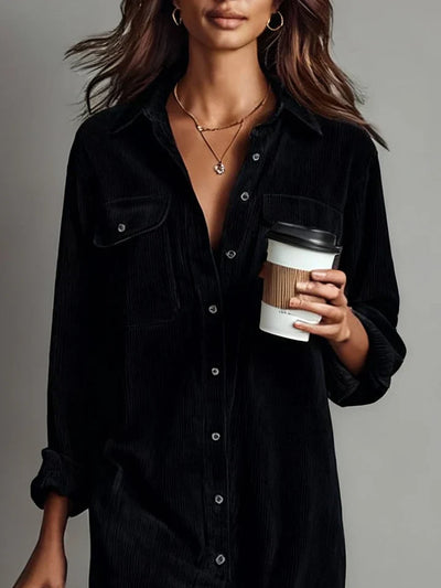Jasmine | Corduroy Midi Shirt Dress