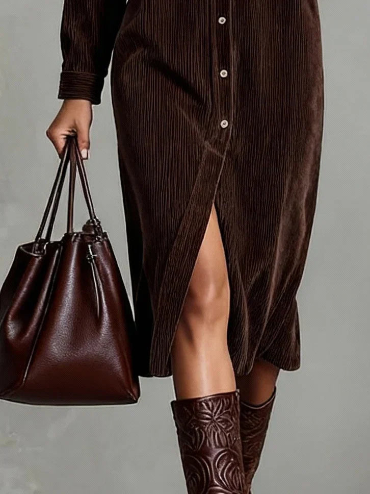 Jasmine | Corduroy Midi Shirt Dress